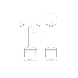 Držiak madla pevný na trubku ø 42,4 mm, leštená AISI 304 Držiak madla pevný na trubku ø 42,4 mm, leštená AISI 304